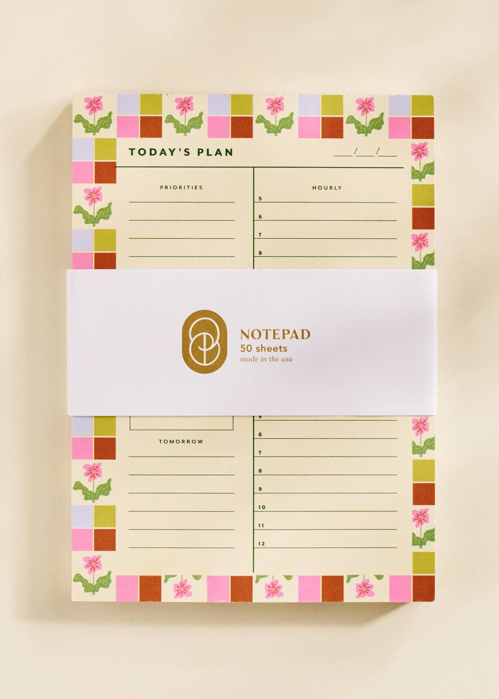 Checkered Flower Daily Planner Notepad