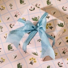 Floral Trellis and Blue Vine Stripe Double Sided Gift Wrap | Set of 3 Sheets