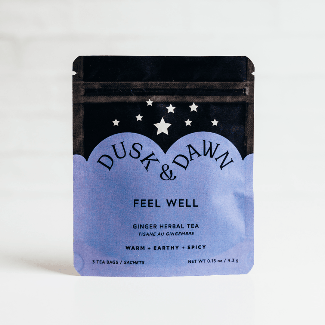 Feel Well Ginger Herbal Tea in Compostable Pouch