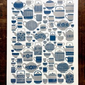 Tea Set Risograph Print