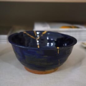 Blue & Gold Kintsugi Ceramic Dish - No. 52