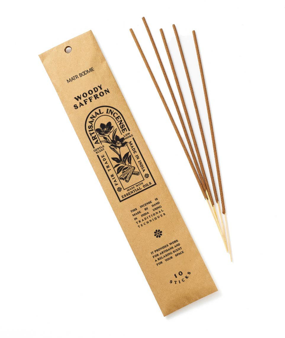 Woody Saffron Incense - 10 sticks, low smoke