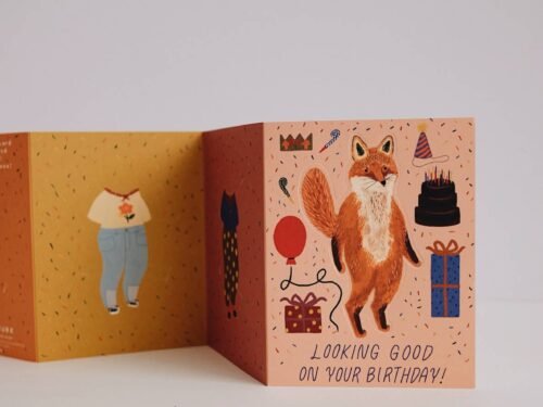 Fox Paper Doll Birthday Card